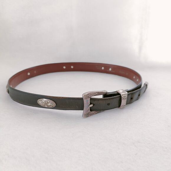 Nobrand Other - Mens Size 36 Black Full Grain Leather Golf Club Belt Silver Hardware Made in USA